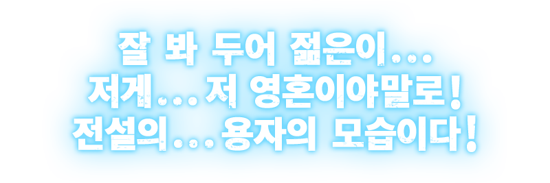 잘 봐 두어 젊은이...저게 ... 저 영혼이야말로!전설의... 용자의 모습이다! 